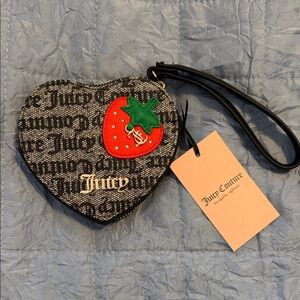 Juicy Couture Black and Gray Heart Wristlet